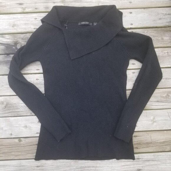 Cyrus black ribbed cowl neck sweater size small black neutral classic - Picture 1 of 5